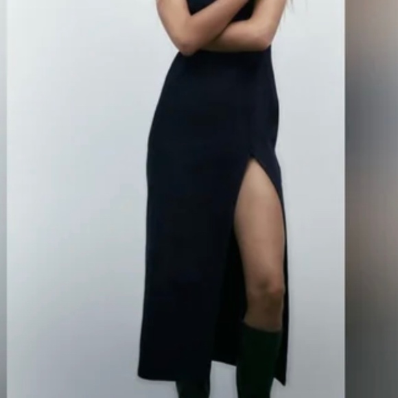 Zara Long Dark Wash Jean Dress - Picture 5 of 5